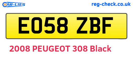 EO58ZBF are the vehicle registration plates.