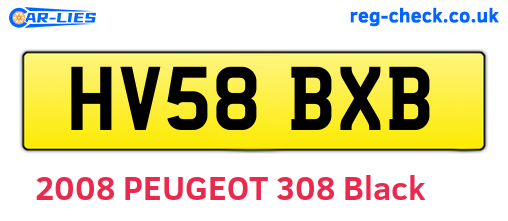 HV58BXB are the vehicle registration plates.