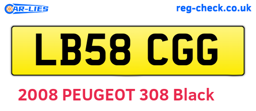 LB58CGG are the vehicle registration plates.