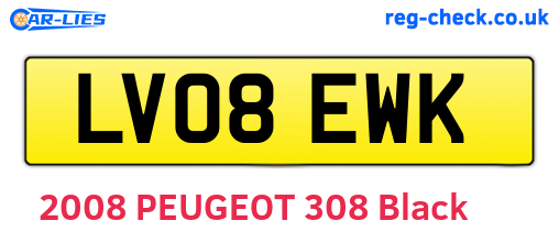 LV08EWK are the vehicle registration plates.