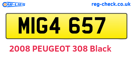MIG4657 are the vehicle registration plates.