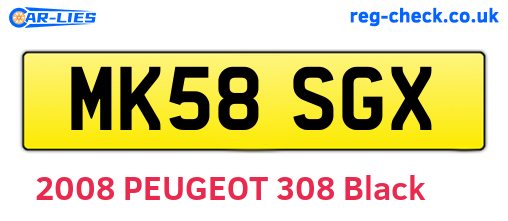 MK58SGX are the vehicle registration plates.