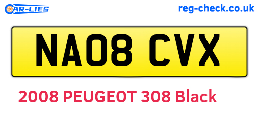 NA08CVX are the vehicle registration plates.