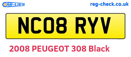 NC08RYV are the vehicle registration plates.