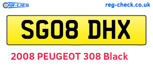 SG08DHX are the vehicle registration plates.