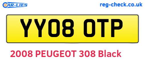 YY08OTP are the vehicle registration plates.