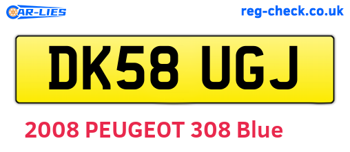 DK58UGJ are the vehicle registration plates.