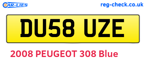 DU58UZE are the vehicle registration plates.