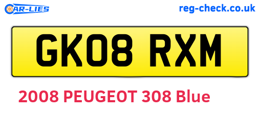 GK08RXM are the vehicle registration plates.