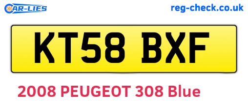KT58BXF are the vehicle registration plates.