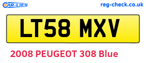 LT58MXV are the vehicle registration plates.