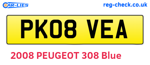 PK08VEA are the vehicle registration plates.