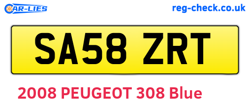 SA58ZRT are the vehicle registration plates.