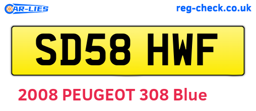 SD58HWF are the vehicle registration plates.
