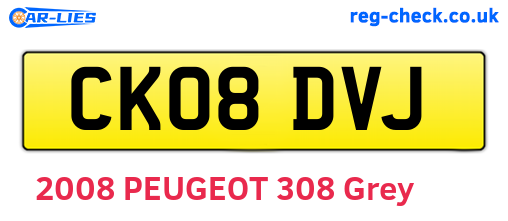 CK08DVJ are the vehicle registration plates.