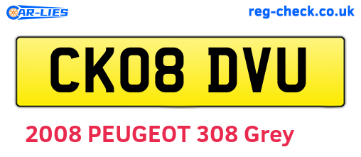 CK08DVU are the vehicle registration plates.