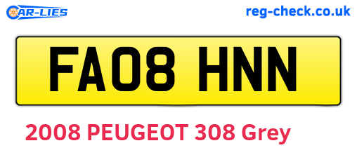 FA08HNN are the vehicle registration plates.