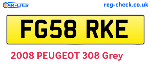FG58RKE are the vehicle registration plates.