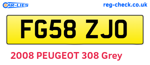FG58ZJO are the vehicle registration plates.