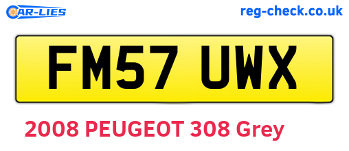 FM57UWX are the vehicle registration plates.