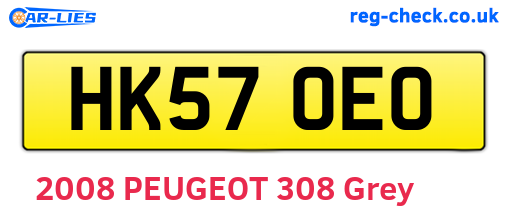 HK57OEO are the vehicle registration plates.