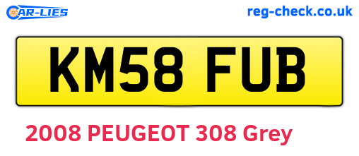 KM58FUB are the vehicle registration plates.