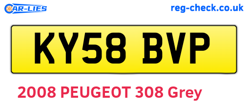 KY58BVP are the vehicle registration plates.