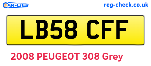 LB58CFF are the vehicle registration plates.