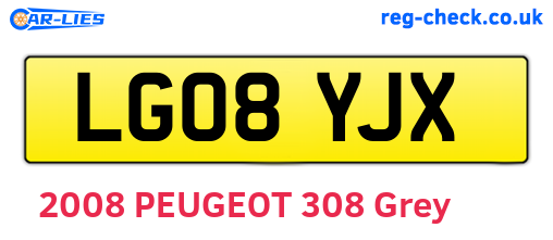 LG08YJX are the vehicle registration plates.