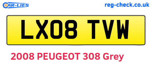 LX08TVW are the vehicle registration plates.