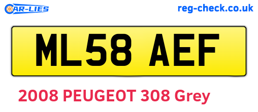ML58AEF are the vehicle registration plates.