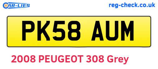 PK58AUM are the vehicle registration plates.