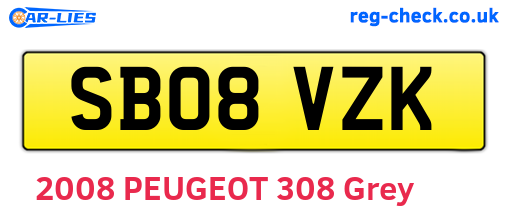 SB08VZK are the vehicle registration plates.
