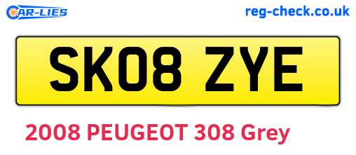 SK08ZYE are the vehicle registration plates.