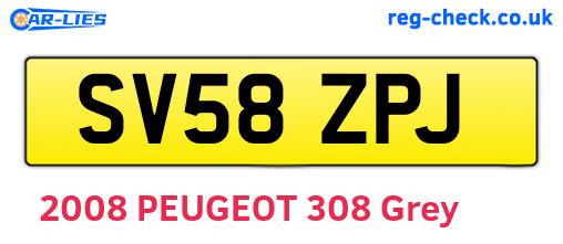 SV58ZPJ are the vehicle registration plates.