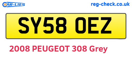 SY58OEZ are the vehicle registration plates.