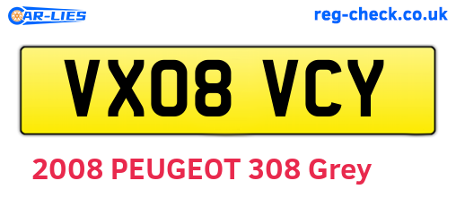 VX08VCY are the vehicle registration plates.