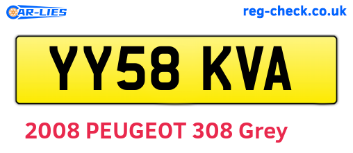YY58KVA are the vehicle registration plates.