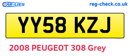 YY58KZJ are the vehicle registration plates.