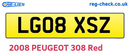 LG08XSZ are the vehicle registration plates.