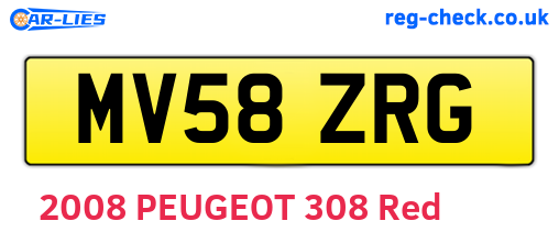 MV58ZRG are the vehicle registration plates.