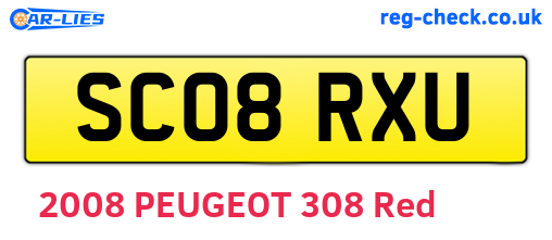SC08RXU are the vehicle registration plates.