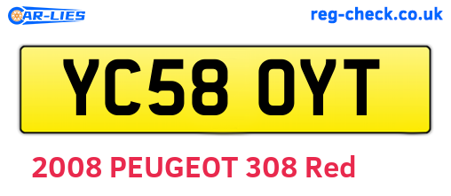 YC58OYT are the vehicle registration plates.