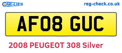 AF08GUC are the vehicle registration plates.