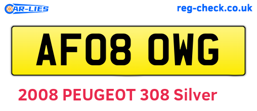 AF08OWG are the vehicle registration plates.