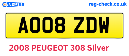 AO08ZDW are the vehicle registration plates.