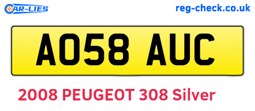 AO58AUC are the vehicle registration plates.