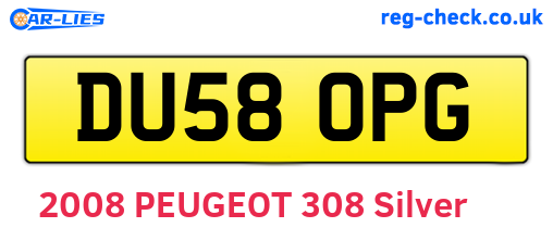 DU58OPG are the vehicle registration plates.