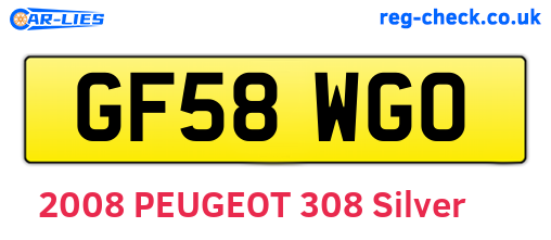 GF58WGO are the vehicle registration plates.