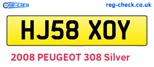 HJ58XOY are the vehicle registration plates.